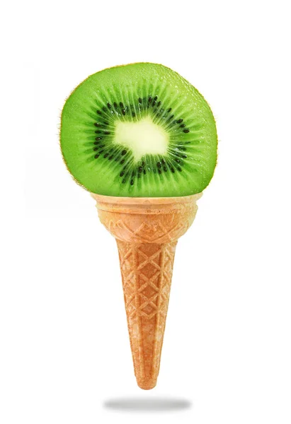 Delicious Ice Cream Cone Kiwi Taste — Stock Photo, Image