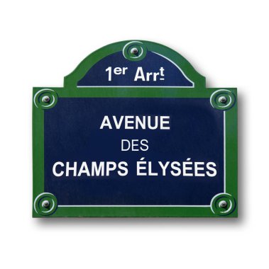 Beyaz arka plan üzerinde orijinal bir plak Paris Caddesi