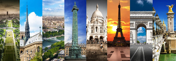 A collage of images of Paris