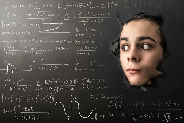 Complex Mathematical Calculations Blackboard Stock Photo by