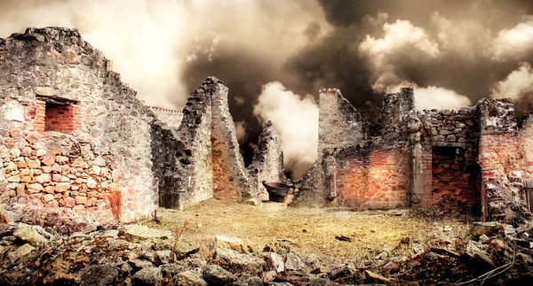 Ruins Houses Destroyed Bombardment Second World War — Stock Photo, Image