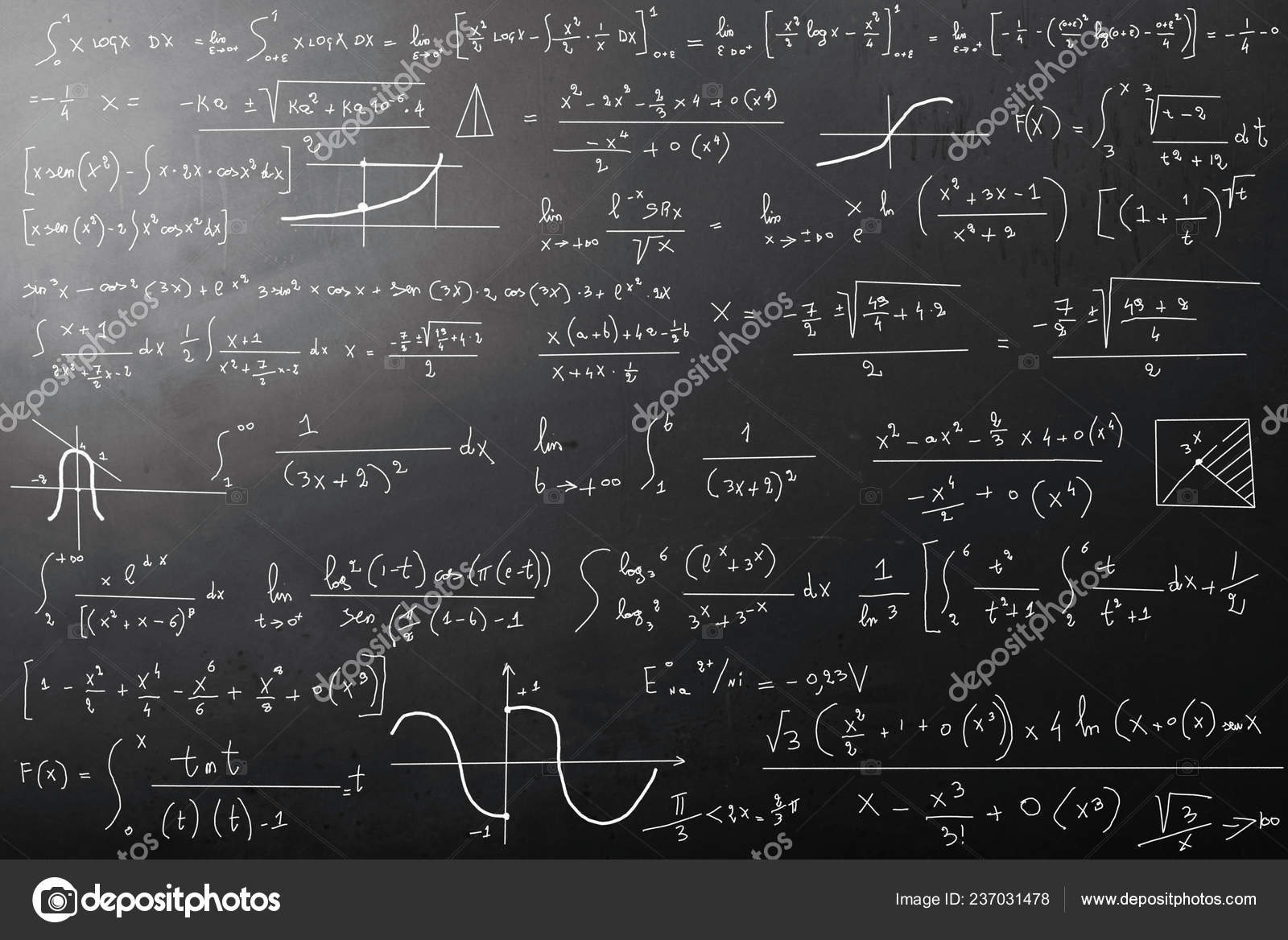 Complex Mathematical Calculations Blackboard Stock Photo by ©Photobeps  237031478