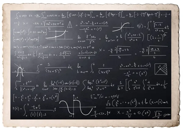 Monimutkainen Matemaattisia Laskelmia Blackboard — kuvapankkivalokuva