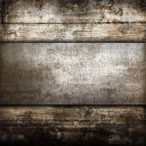 Industriële metalen plaat op een houten achtergrond — Stockfoto
