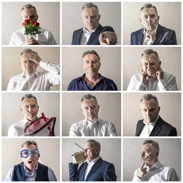 collage of many businessman expressions