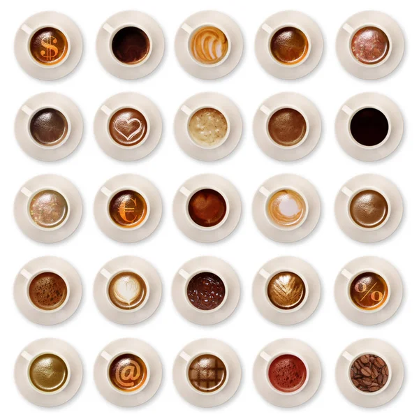 Collage di caffè italiano su fondo bianco — Foto Stock
