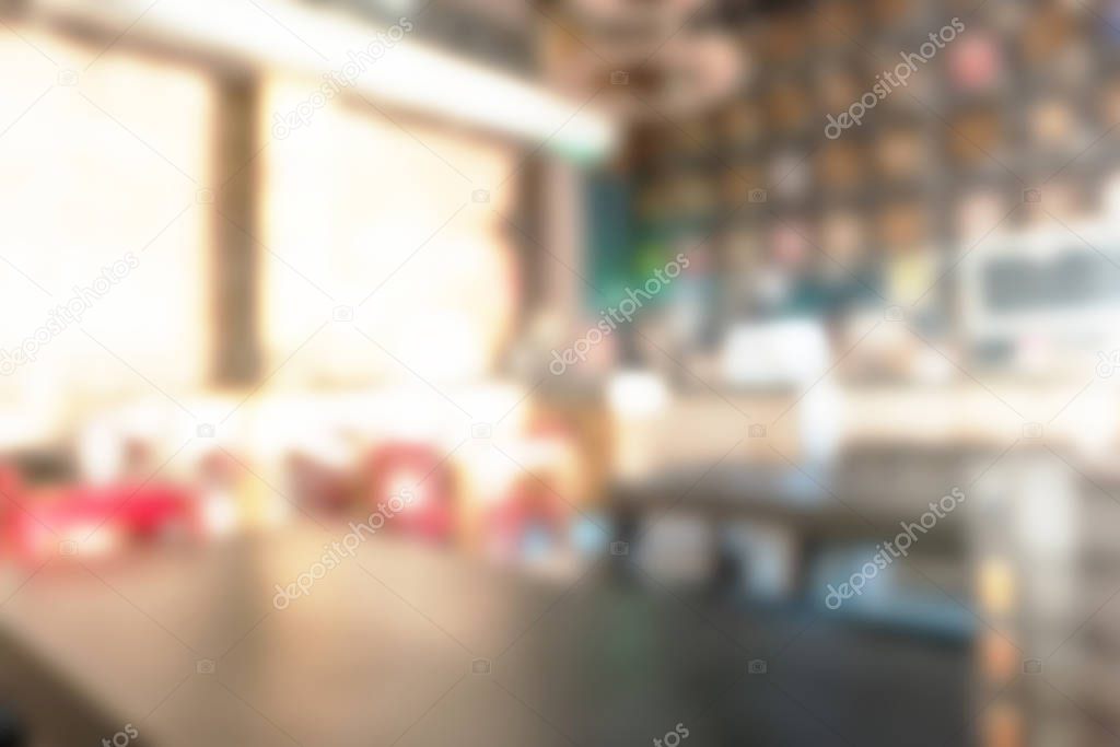 blurred background of restaurant interior