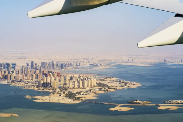 Aerial view of the Pearl-Qatar island in Doha . Qatar, the Persian Gulf