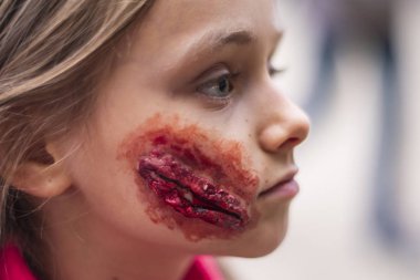 Yüzünde makyaj kız Cadılar Bayramı Makeup.Halloween. Cadılar Bayramı .