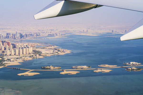 Persian Gulf. Aerial view of the Pearl-Qatar island in Doha . Qatar, the Persian Gulf.