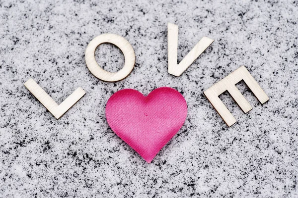 Valentinstag Herz Rosa Schnee Mit Den Buchstaben Süß Valentinstag Weicher — Stockfoto