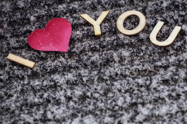 Valentinstag Herz Rosa Schnee Mit Den Buchstaben Süß Valentinstag Weicher — Stockfoto