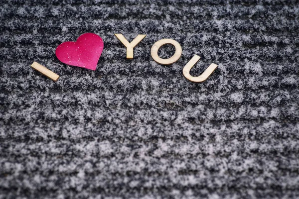 Valentinstag Herz Rosa Schnee Mit Den Buchstaben Süß Valentinstag Weicher — Stockfoto