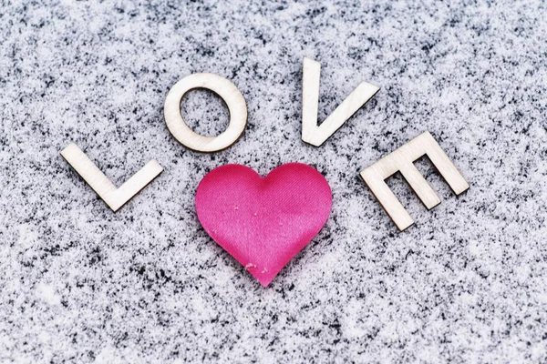 Valentinstag Herz Rosa Schnee Mit Den Buchstaben Süß Valentinstag Weicher — Stockfoto