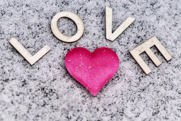 Valentinstag Herz Rosa Schnee Mit Den Buchstaben Süß Valentinstag Weicher — Stockfoto