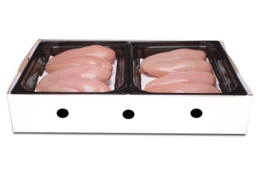 Çiğ, taze tavuk filetosu. Tavuk fileto kelebeği, soyutlanmış. Kelebek şeklinde kesilmiş tavuk filetosu..