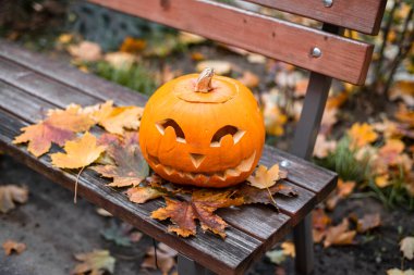 Cadılar bayramı için turuncu balkabağı. Cadılar Bayramı konsepti..