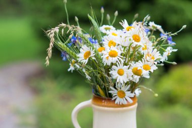 Yaz ortasında Letonya: kutlama Ligo içinde Haziran dekorasyon ev alan çiçek buketi ile
