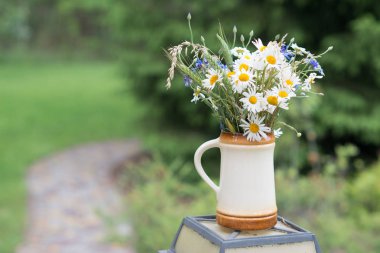 Yaz ortasında Letonya: kutlama Ligo içinde Haziran dekorasyon ev alan çiçek buketi ile