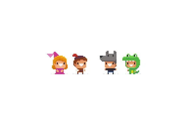 Pixel art characters — Stock Vector