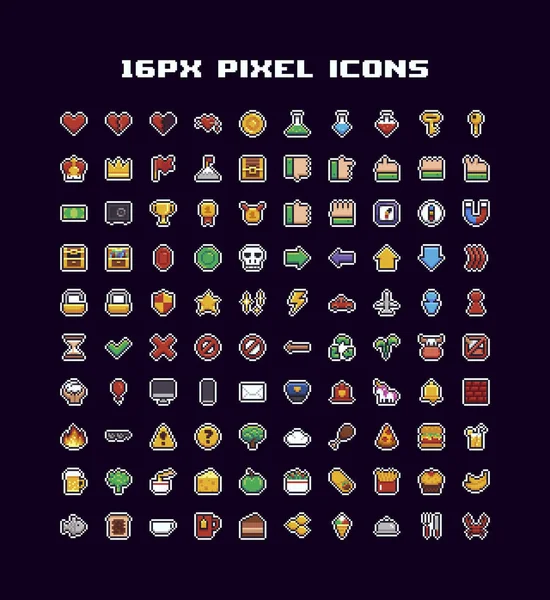 Ícones de arte Pixel — Vetor de Stock