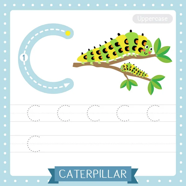 Letter Uppercase Cute Children Colorful Zoo Animals Abc Alphabet Tracing — стоковый вектор