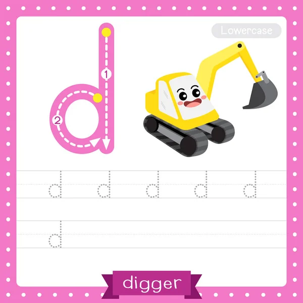 Letter Lowercase Cute Children Colorful Transportations Abc Alphabet Tracing Practice — стоковый вектор