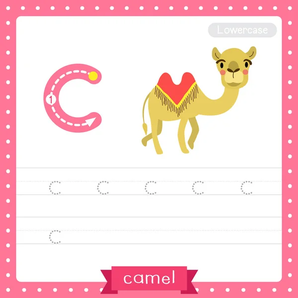 Letter Lowercase Cute Children Colorful Zoo Animals Abc Alphabet Tracing — Stock Vector