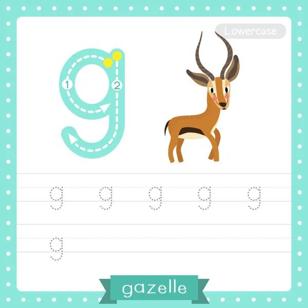 Letter Lowercase Cute Children Colorful Zoo Animals Abc Alphabet Tracing — стоковый вектор