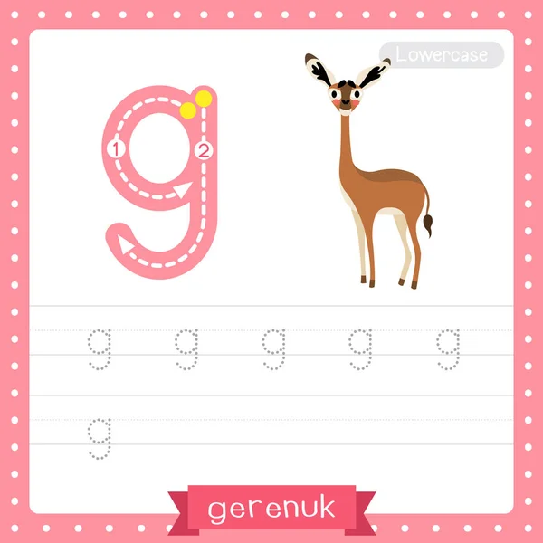 Letter Lowercase Cute Children Colorful Zoo Animals Abc Alphabet Tracing — стоковый вектор