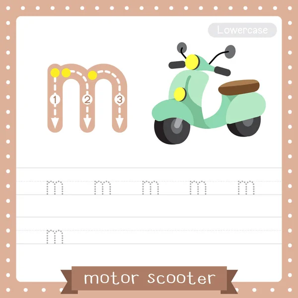 Letter Lowercase Cute Children Colorful Transportations Abc Alphabet Tracing Practice — стоковый вектор