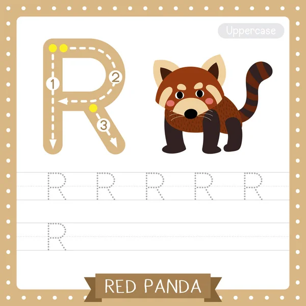 Letter Uppercase Cute Children Colorful Zoo Animals Abc Alphabet Tracing — стоковый вектор