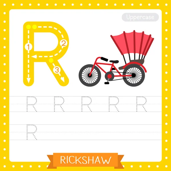 กษร วใหญ กการขนส Abc กษรการต ดตามการปฏ นงานของ Rickshaw าหร บเด — ภาพเวกเตอร์สต็อก