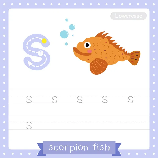 알파벳 스콜피온 Scorpion Fish 단어와 일러스트를 배우는 아이들을 — 스톡 벡터