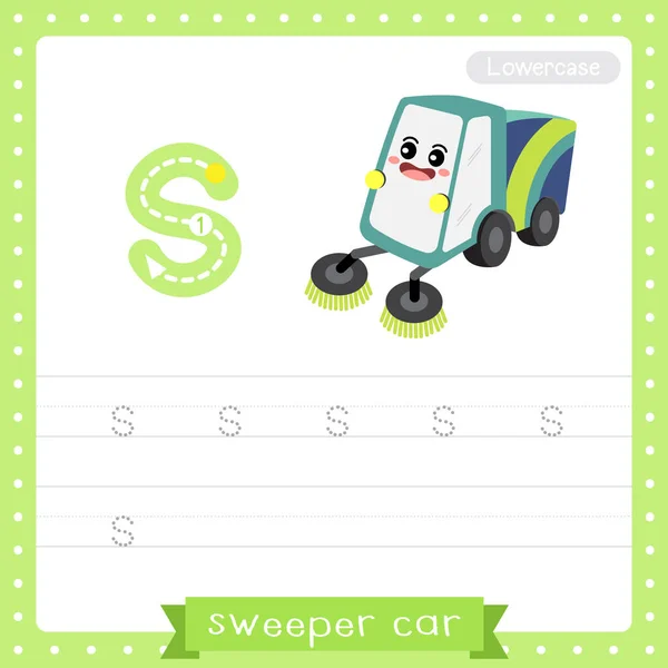 Letter Lowercase Cute Children Colorful Transportations Abc Alphabet Tracing Practice — стоковый вектор