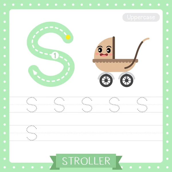 Letter Uppercase Cute Children Colorful Transportations Abc Alphabet Tracing Practice — стоковый вектор