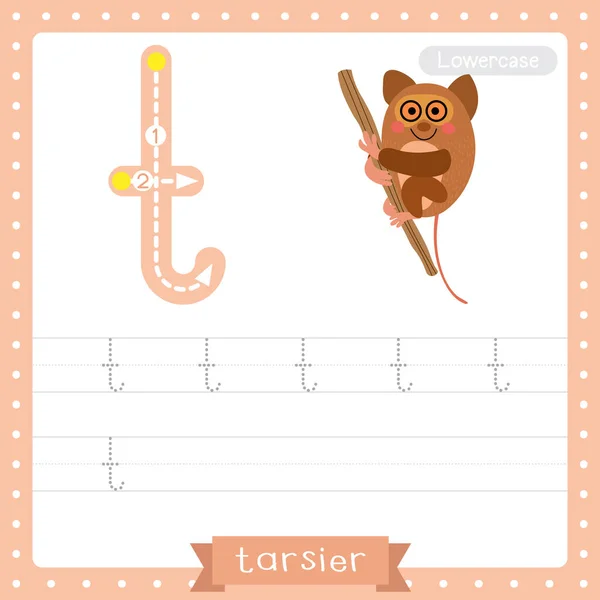 Letter Lowercase Cute Children Colorful Zoo Animals Abc Alphabet Tracing — стоковый вектор