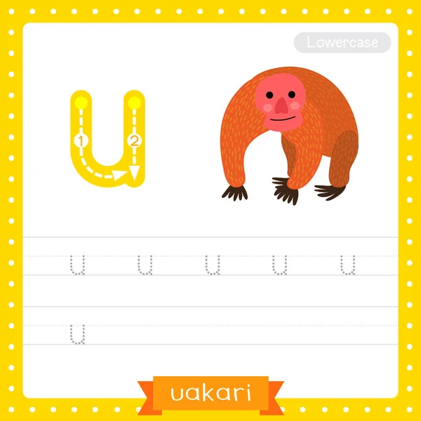 Letter Lowercase Cute Children Colorful Zoo Animals Abc Alphabet Tracing — стоковый вектор