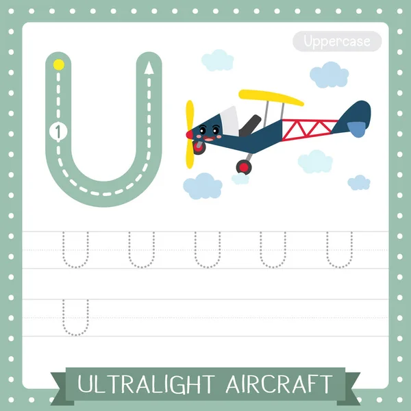 Letter Uppercase Cute Children Colorful Transportations Abc Alphabet Tracing Practice — стоковый вектор
