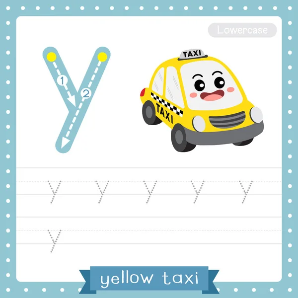 Lettre Minuscules Enfants Mignons Transports Colorés Abc Alphabet Traçage Feuille — Image vectorielle