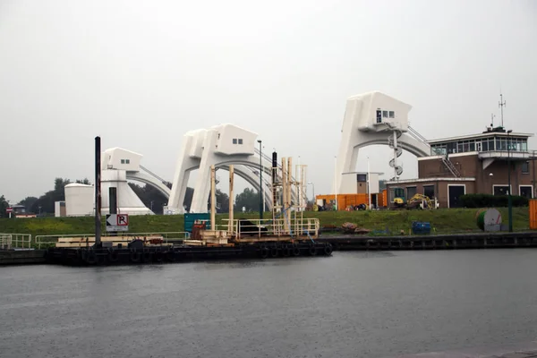 Dammen Rivier Lek Bij Hagestein Controle Waterpeil Rivier Nederland — Stockfoto