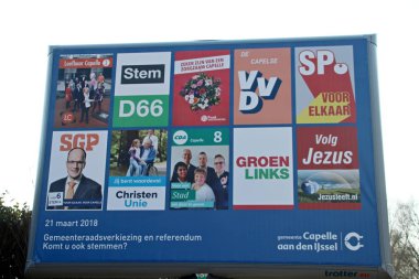 Yerel seçimler ile 2018 yılında Hollanda'da Capelle aan den Ijssel 10 partiler seçilme tüm taraflar ile Belediye tarafından yapılan genel billboard