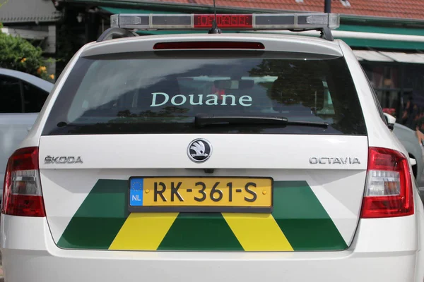 Car Dutch Customs Named Douane Port Rotterdam White Car Green — Stock Photo, Image