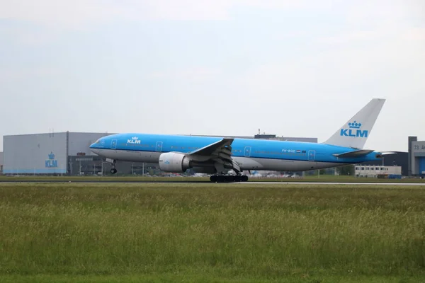 Bqd Klm Royal Dutch Airlines Boeing 777 206 Aterriza Aeropuerto — Foto de Stock