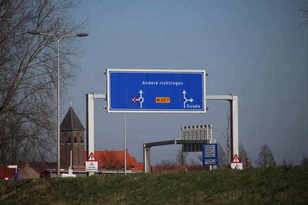 Flexible Direction Sign Depending Which Bridge Open Closed Julianasluis Gouda — Stock Photo, Image