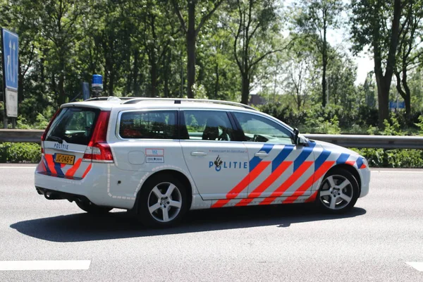 Politie Van Patrouille Van Weg Actie Botsing Snelweg A20 Nieuwerkerk — Stockfoto