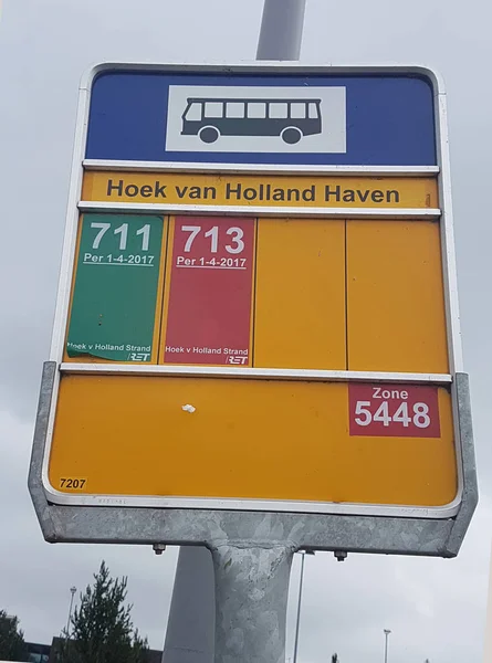 Señal Parada Autobús Para Autobuses Desde Estación Hoek Van Holland —  Fotos de Stock