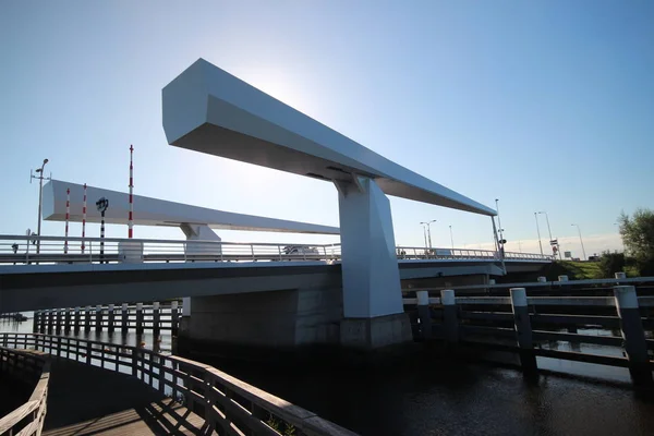 Ponte Levadiça Aço Sobre Rio Hollandsche Ijssel Chamado Gouderaksebrug Para — Fotografia de Stock