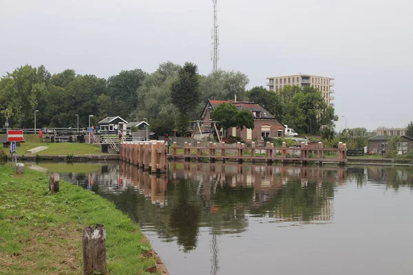 Sluice Complesso Gojanverwellesluis Nel Fiume Hollandsche Ijssel Gouda Dove Fiume — Foto Stock