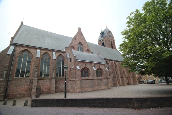 Antigos Edifícios Antigos Como Igrejas Prefeitura Cidade Oudewater Onde Idade — Fotografia de Stock